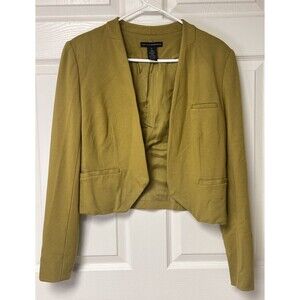 Grace Elements Size 8 Olive Green Open Front Blazer Jacket Rayon Nylon Spandex